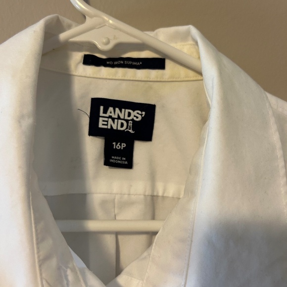Lands’ End white button-down shirt, size 16P - Picture 3 of 7